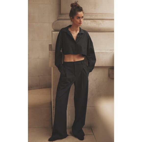 Alo High-Waist Pursuit Trousers Black Wide Leg Hi-Rise Waisted Slacks Pants L - Picture 9 of 16